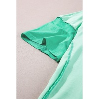 Bright Green Contrast Color Patchwork Half Button T Shirt - M thumbnail