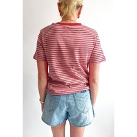 Pink Stripe Crew Neck Casual T Shirt - L thumbnail