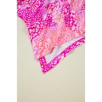 Rose Classic Leopard Print Handkerchief Hem Tunic Top - L thumbnail