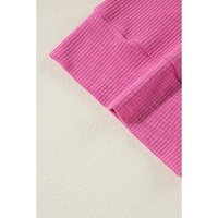 Bright Pink Textured Colorblock 3/4 Sleeve Oversize Top - L thumbnail