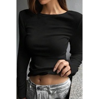Black Fleece Lined Slim Fit Long Sleeve T Shirt - L thumbnail