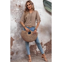DUNE Solid Colour V-Neck Double Layer Sleeve Loose T-Shirt - 2XL thumbnail