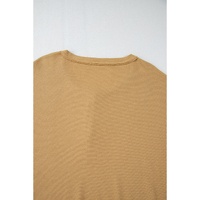 Camel Textured Knit Half Button Drop Shoulder Oversized Top - L thumbnail