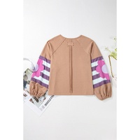Dune Flower Patchwork Raglan Sleeve Exposed Seam Oversized Top - 2XL thumbnail