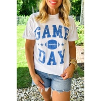 White GAME DAY Rugby Football Graphic Crewneck T Shirt - 2XL thumbnail