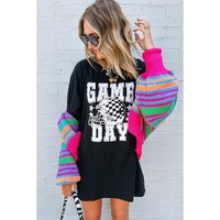 Black GAME DAY Checkerboard Rugby Football Helmet T Shirt - L thumbnail