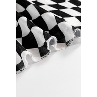 Black Checkered Pattern Mesh Mock Neck Long Sleeve Top - L thumbnail