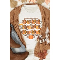 Khaki thankful Crew Neck Thanksgiving Graphic Tee - 2XL thumbnail
