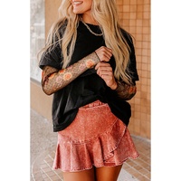 Black Faux Two Piece Floral Long Sleeve Patchwork Tee - L thumbnail
