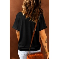 Black Sequined Thankful Round Neck Graphic Tee - L thumbnail