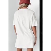 White Checkered Ghost Print Crew Neck Oversized T Shirt - M thumbnail