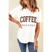 White COFFEE WEATHER Round Neck Graphic T Shirt - 3XL thumbnail