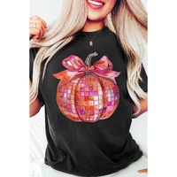 Black Bow Pumpkin Graphic Crewneck Thanksgiving T Shirt - XL thumbnail