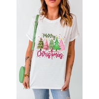 White Merry Christmas Holiday Vibe Graphic Crewneck T Shirt - 2XL thumbnail