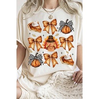 White Cute Bowknot Tanksgiving Graphic Crewneck T Shirt - M thumbnail