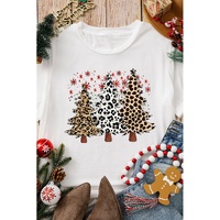 White Leopard Christmas Tree Graphic Crewneck Tee - M thumbnail