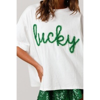 White Lucky Tinsel Graphic St Patrick Fashion Tee - XL thumbnail