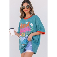 Dusk Blue Kind People are My Kind People Graphic Oversized Tee - L thumbnail