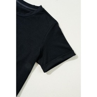 Black Rhinestone Christmas Tree Round Neck Graphic Tee - S thumbnail