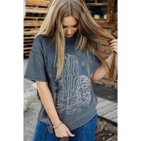 High-Rise Western Cowboy Boots Graphic Tee - L thumbnail