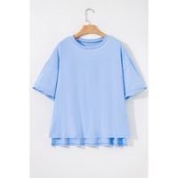 Myosotis Loose Half Sleeve Hi Low Hem T Shirt - L thumbnail