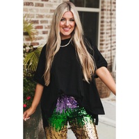 Black Loose Half Sleeve Hi Low Hem T Shirt - S thumbnail