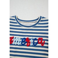 Blue Stripe America Cursive Graphic Puff Sleeve T-shirt - XL thumbnail