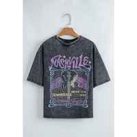 Black Vintage Nashville Tennessee Graphic Mineral Washed Plus Size Tee - L thumbnail