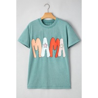 Sea Green MAMA Printed Mineral Wash Crewneck T Shirt - L thumbnail