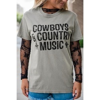 High Cowboys & Country Music Graphic Crew Neck T Shirt - L thumbnail