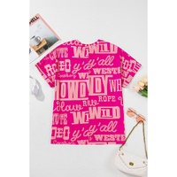 Rose Howdy Cowboy Letter Printed Western Fashion Tee - L thumbnail