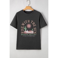 Dark Grey RISE WITH THE SUN Western Fashion Graphic Tee - L thumbnail