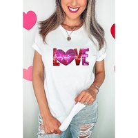 White Heart LOVE Patched Pattern Crewneck Valentines T Shirt - 3XL thumbnail