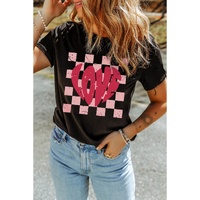 Black LOVE Checkered Graphic Valentine Tee - XL thumbnail
