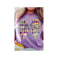 Wisteria Mardi Gras Bowknot Pattern Crew Neck T Shirt - 2XL thumbnail