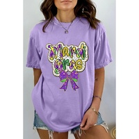 Wisteria mardi gras Bow Printed Crewneck Holiday T Shirt - 2XL thumbnail