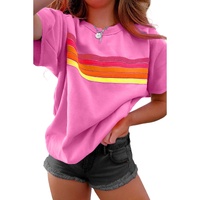 Bonbon Striped Patch Front Casual Tee - 2XL thumbnail