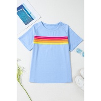 Beau Blue Striped Patch Front Casual Tee - 2XL thumbnail