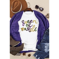 White queen of mardi Sequin Letter Graphic T Shirt - XL thumbnail