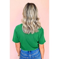 Bright Green Ceramic Rhinestone Lucky Clover Graphic Tee - 3XL thumbnail