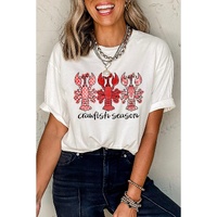 White Crawfish Season Fashion Graphic Crewneck T Shirt - M thumbnail