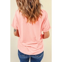 Pink Summer Food Bow Crawfish Printed T Shirt - M thumbnail