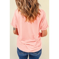 Pink He is Risen Easter Bunny Leopard Cross Graphic Tee - L thumbnail