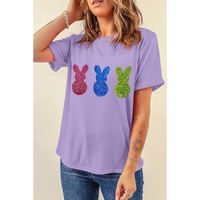 Wisteria Easter Shiny Bunny Graphic Crewneck T Shirt - L thumbnail