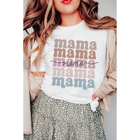 White mama Lettering Printed Crew Neck Tee - 2XL thumbnail