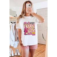 White Crawfish Checkered Pattern Graphic Tee - M thumbnail
