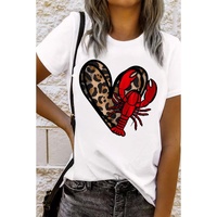 White Crawfish Leopard Heart Print Crewneck Tee - 2XL thumbnail