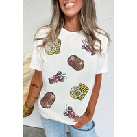 White Sequin Crawfish Potato Lemon Corn Graphic Crewneck T Shirt - XL thumbnail