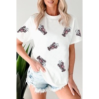 White Sequined Lobster Crewneck Tee - 3XL thumbnail