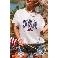 White Checkered USA Graphic Casual Tee - 3XL thumbnail